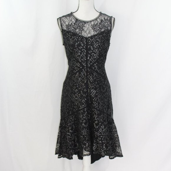 Taylor Women's Lace & Velvet Overlay Dress Black Size 14
